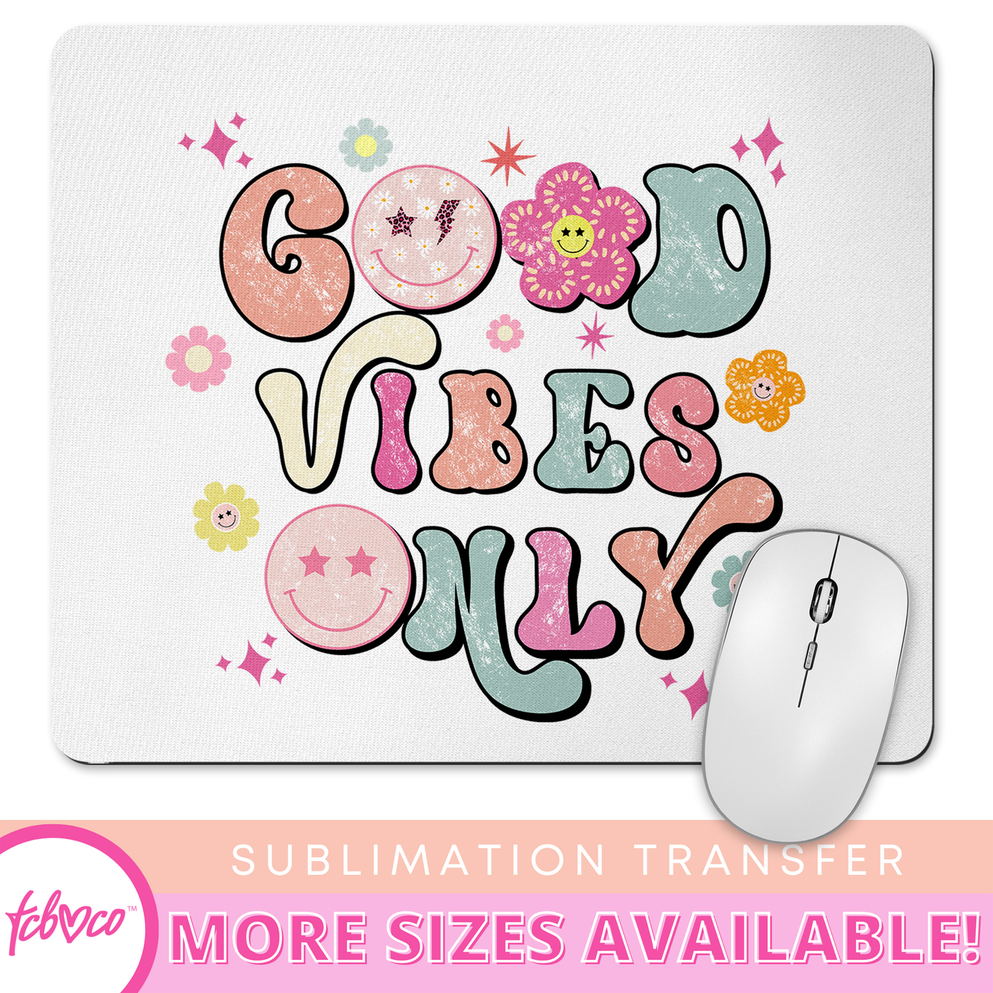 Good Vibes Only 20 Oz Skinny Tumbler Sublimation Transfer