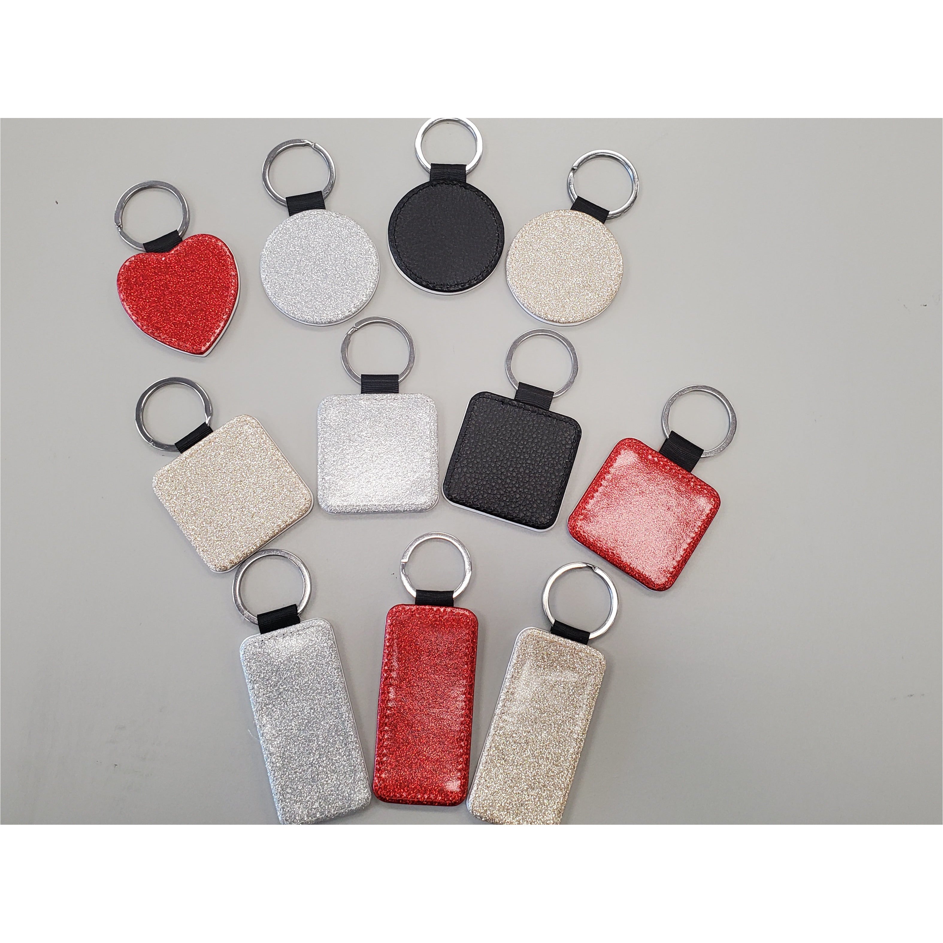 Sublimation Glitter Keychain (Blank) Silver / One (1) / Rectangular