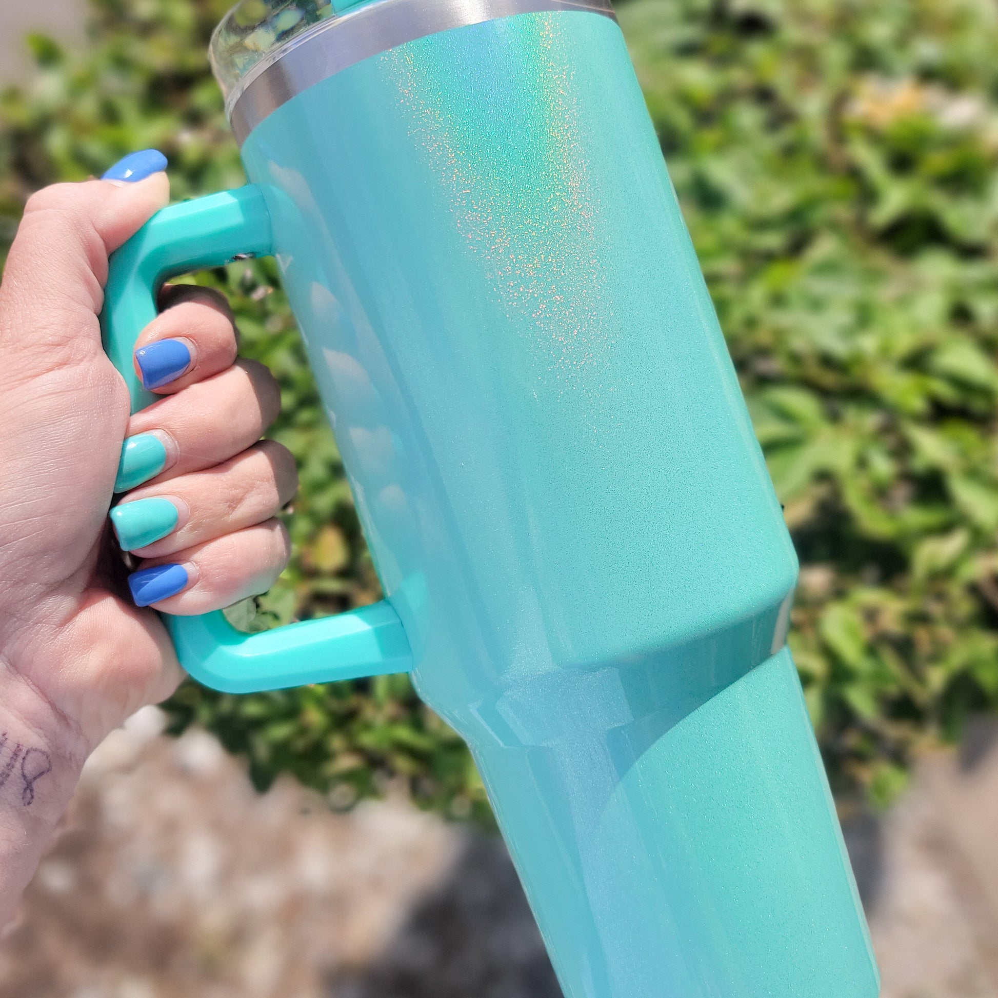 Ready To Ship- 40 oz Sublimation Tumbler W/ Handle – The Glittery