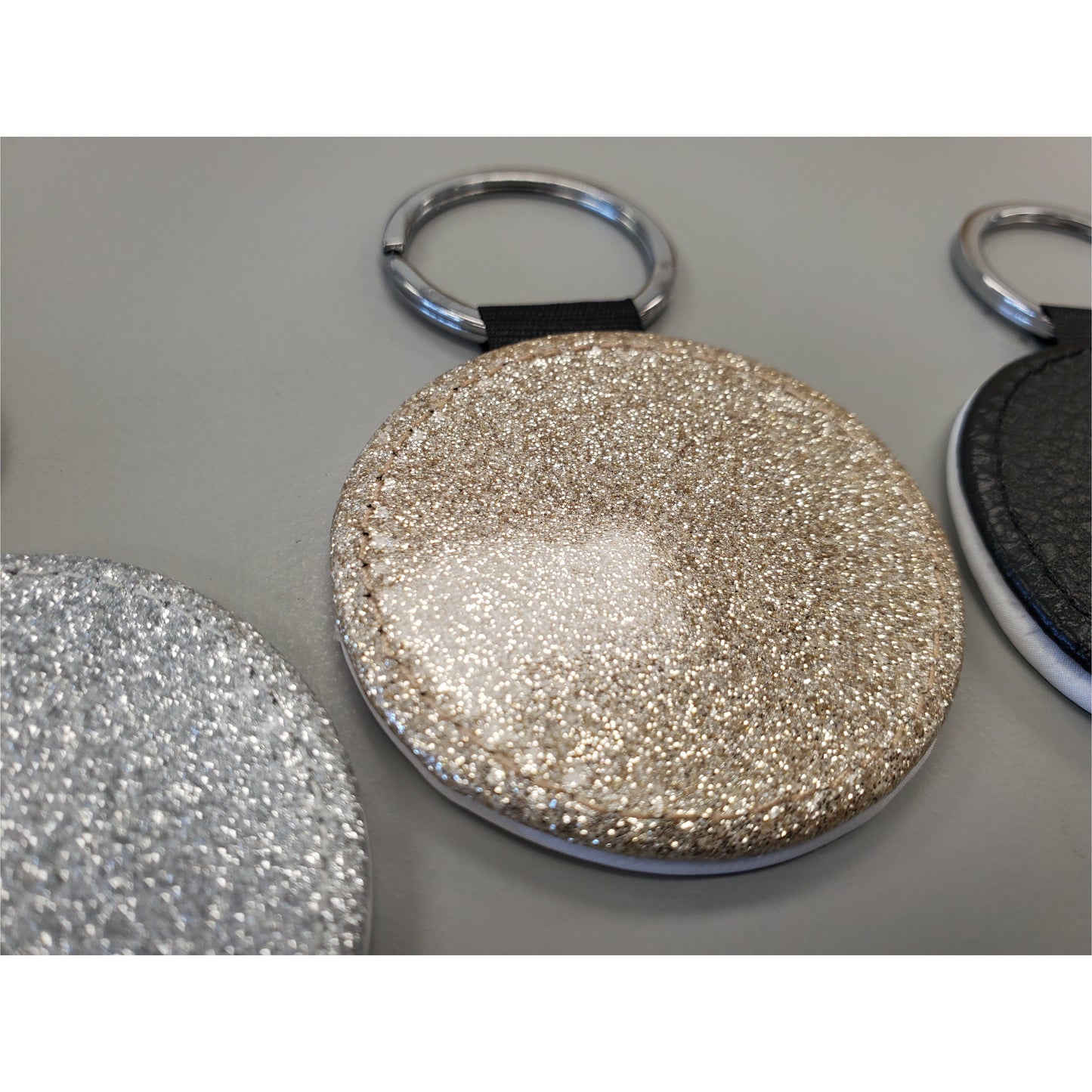 Glitter Leather Keychain
