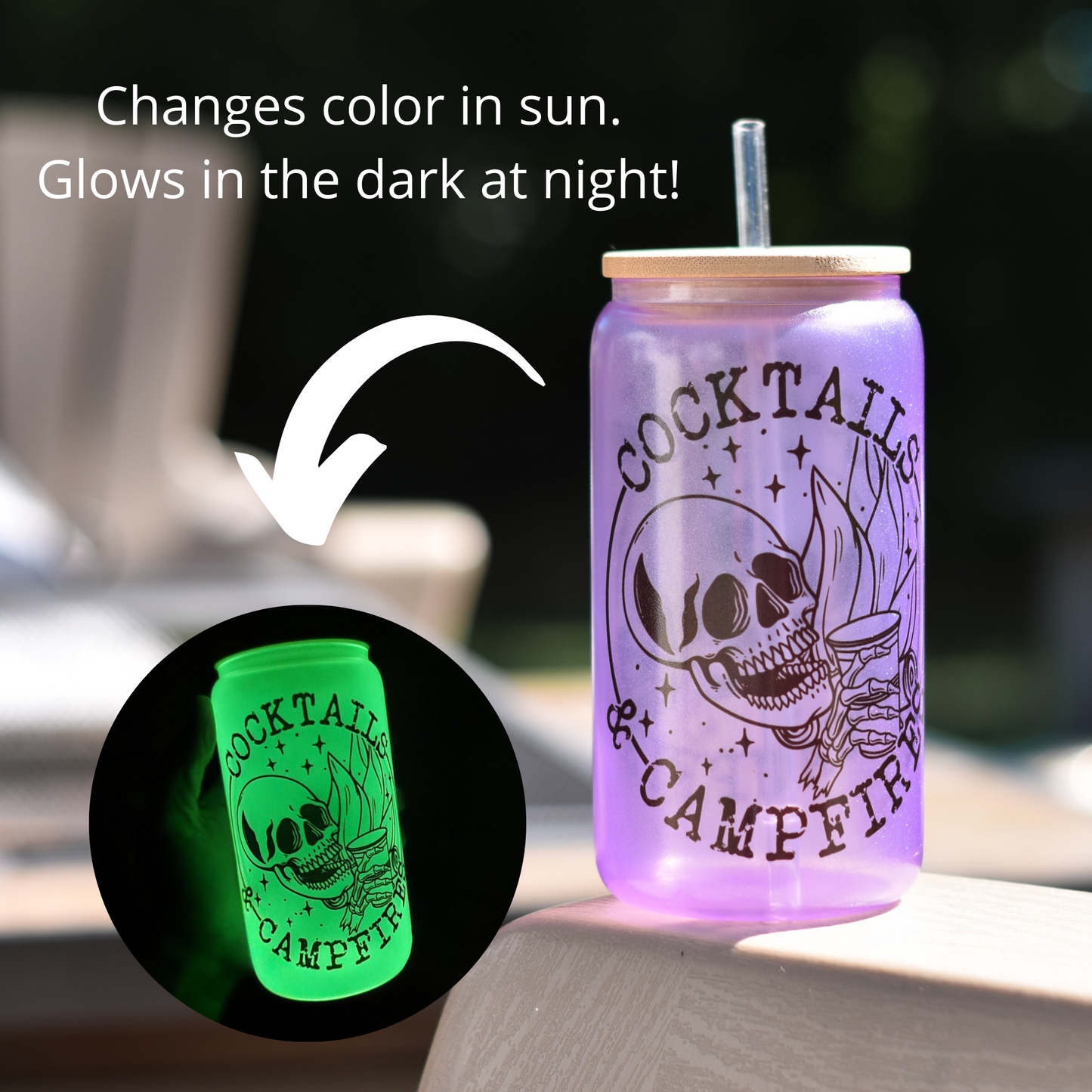 UV Color Changing Glow In The Dark Sublimation Glass Jar