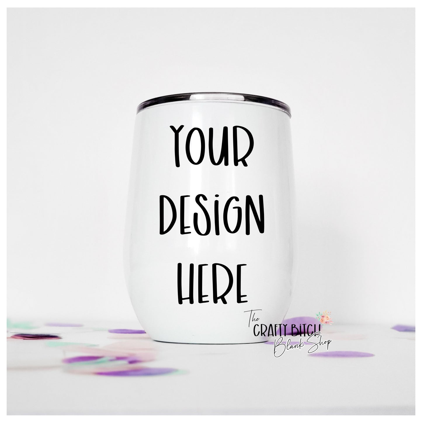 Wine Tumbler Mockups - Purple Confetti